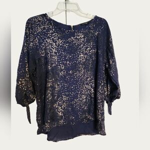 Foiled Navy Blue Leopard Print Women's Top
